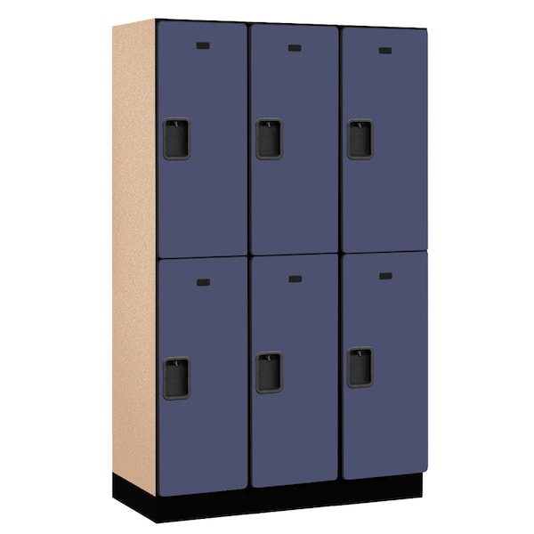 Wardrobe Locker, 45" W, 18" D, 76" H, (3) Wide, (6) Openings, Blue